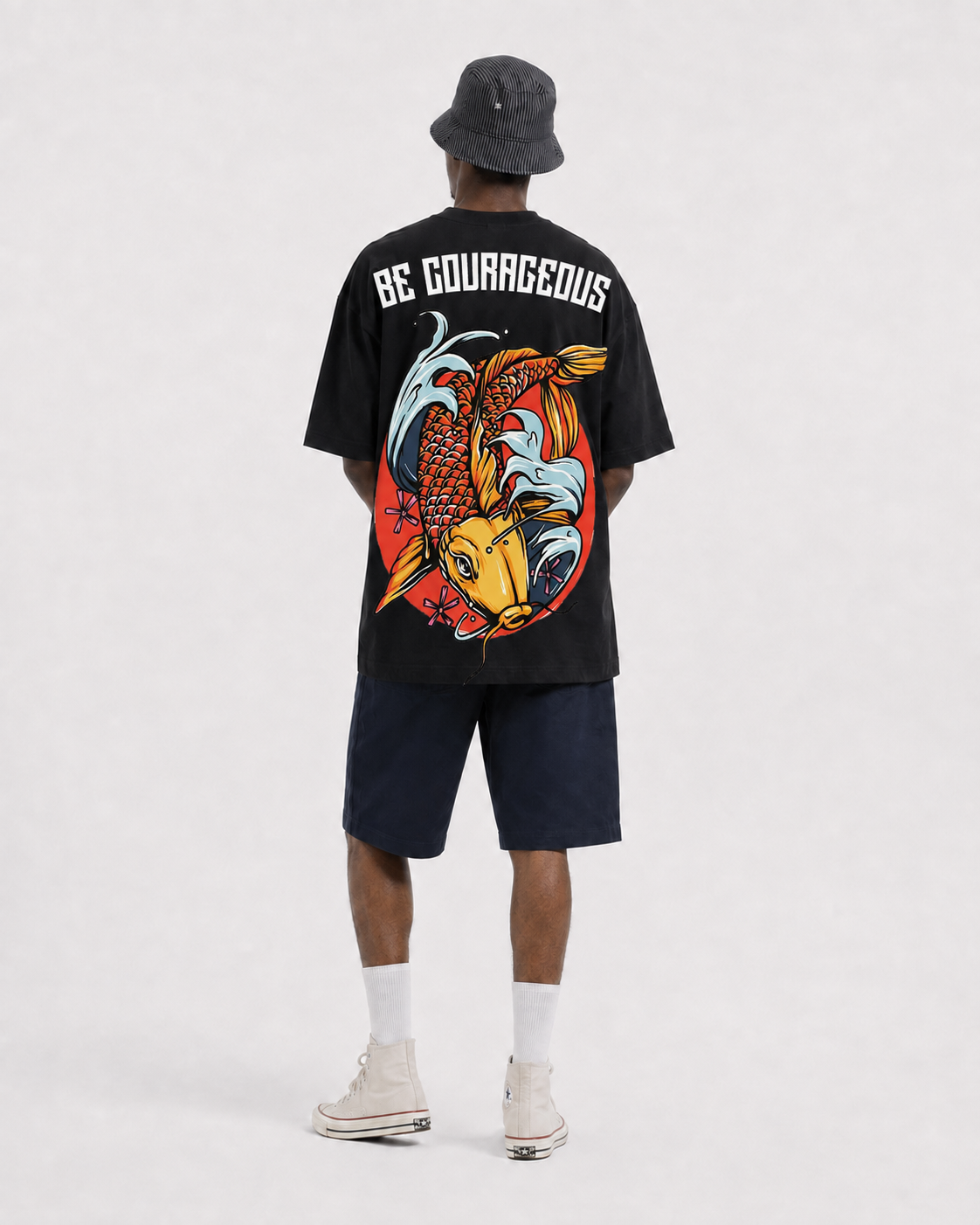 Be Courageous black T-shirt, back view