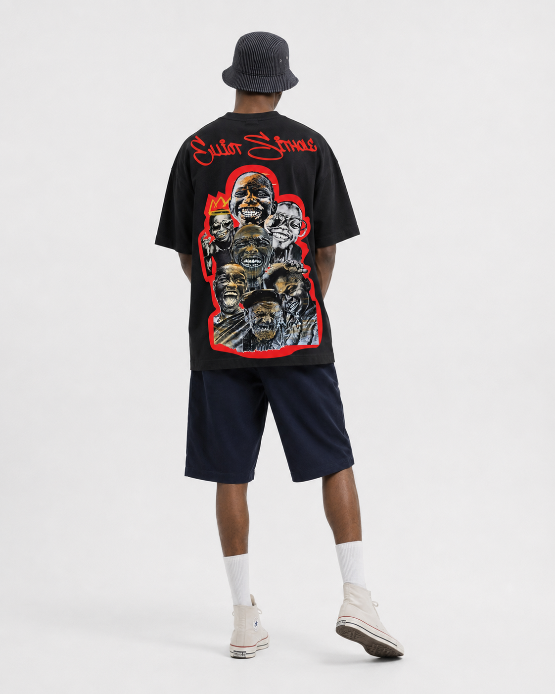 Collection black T-shirt, back view