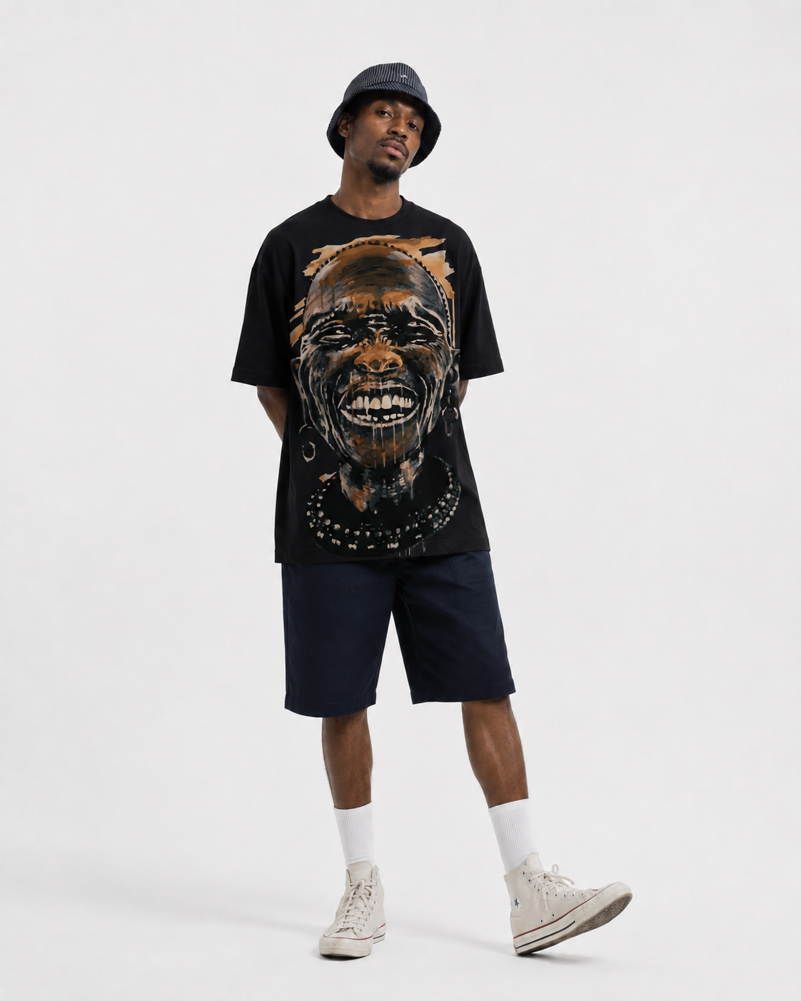 Old Lady Front Print black T-shirt, front view