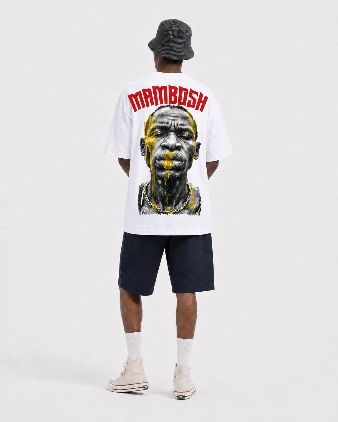 mambosh-white-model-1 Mambosh white T-shirt — main artwork