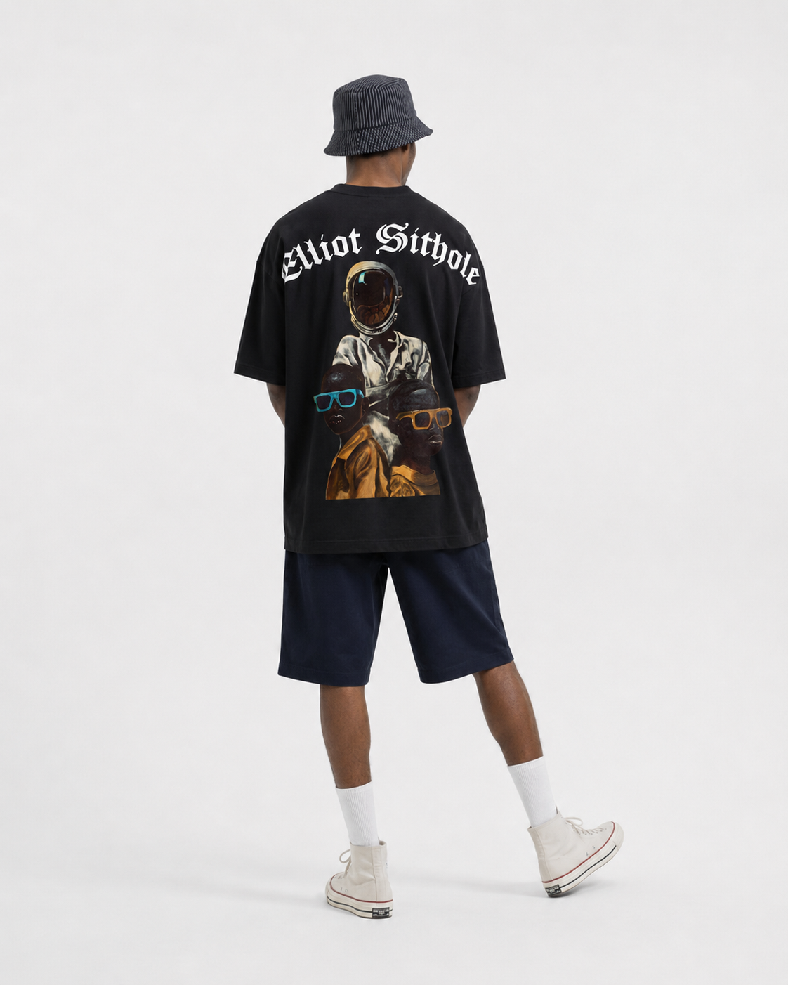 The Mentor black T-shirt, back view
