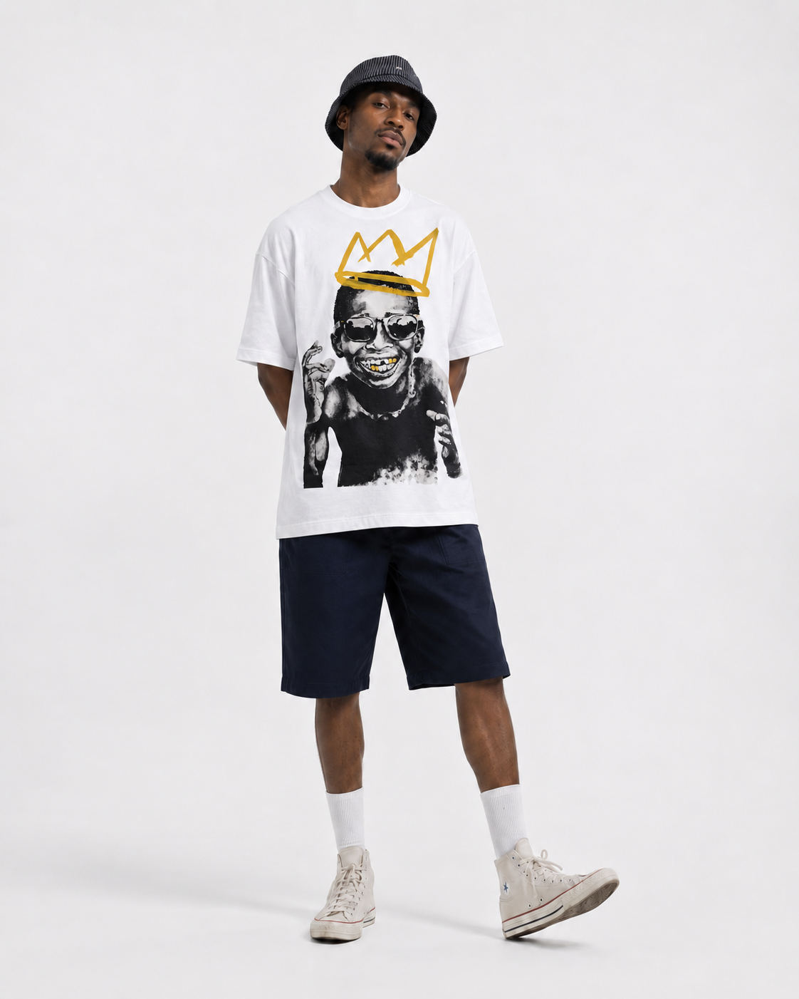 young-king-crown-signature-white-model-1 Young King Crown & Signature white T-shirt — main artwork