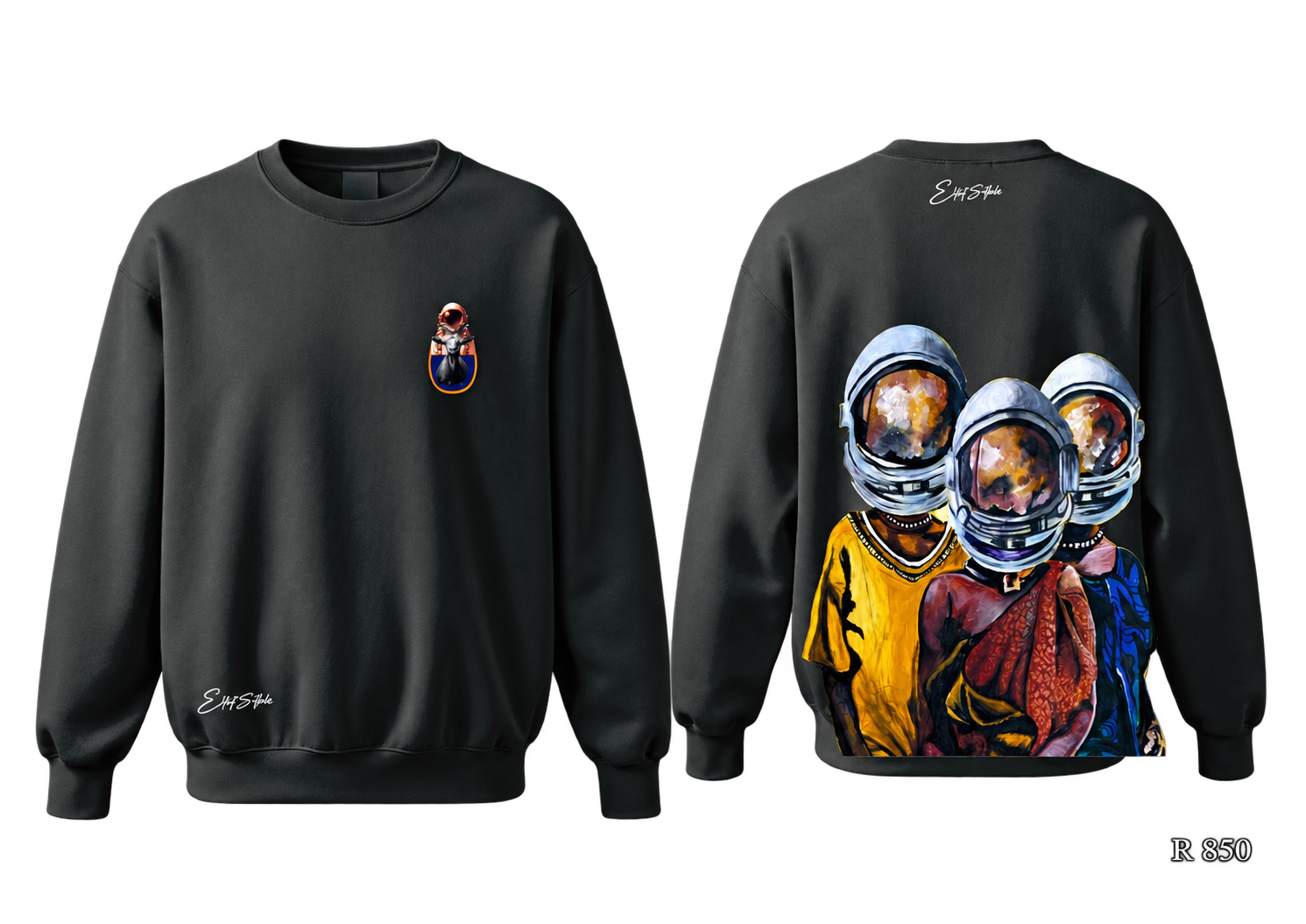 3 Queens Sweater Inverse - black front and back